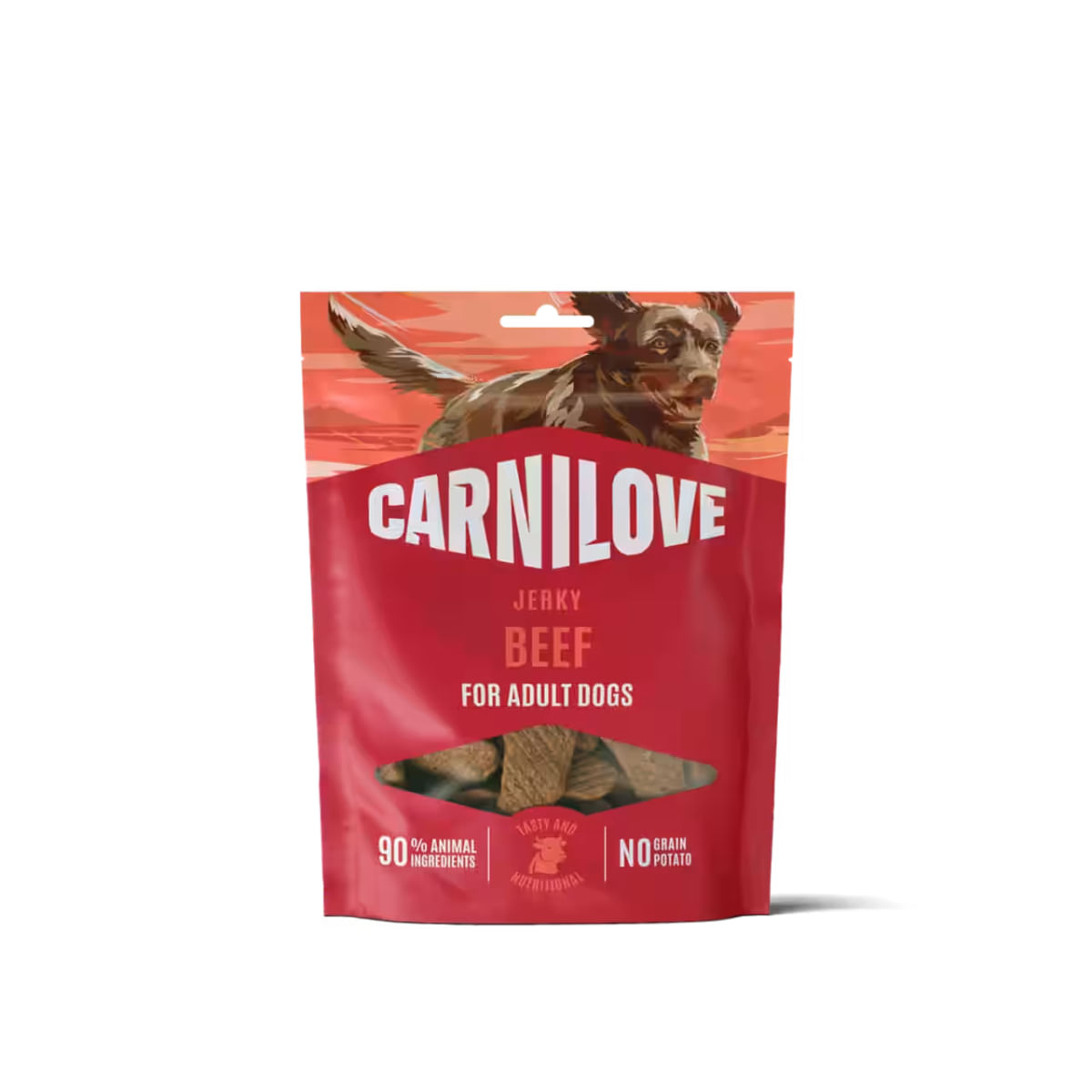 CARNILOVE Jerky, XS-XL, Vită, punguță recompense fără cereale câini, 100g