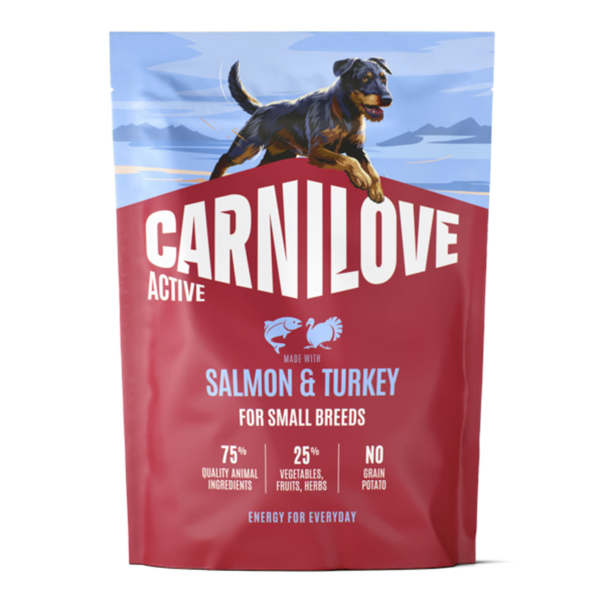 CARNILOVE Active Small Breeds XS-S, Somon și Curcan, hrană uscată fără cereale câini, 1.5kg