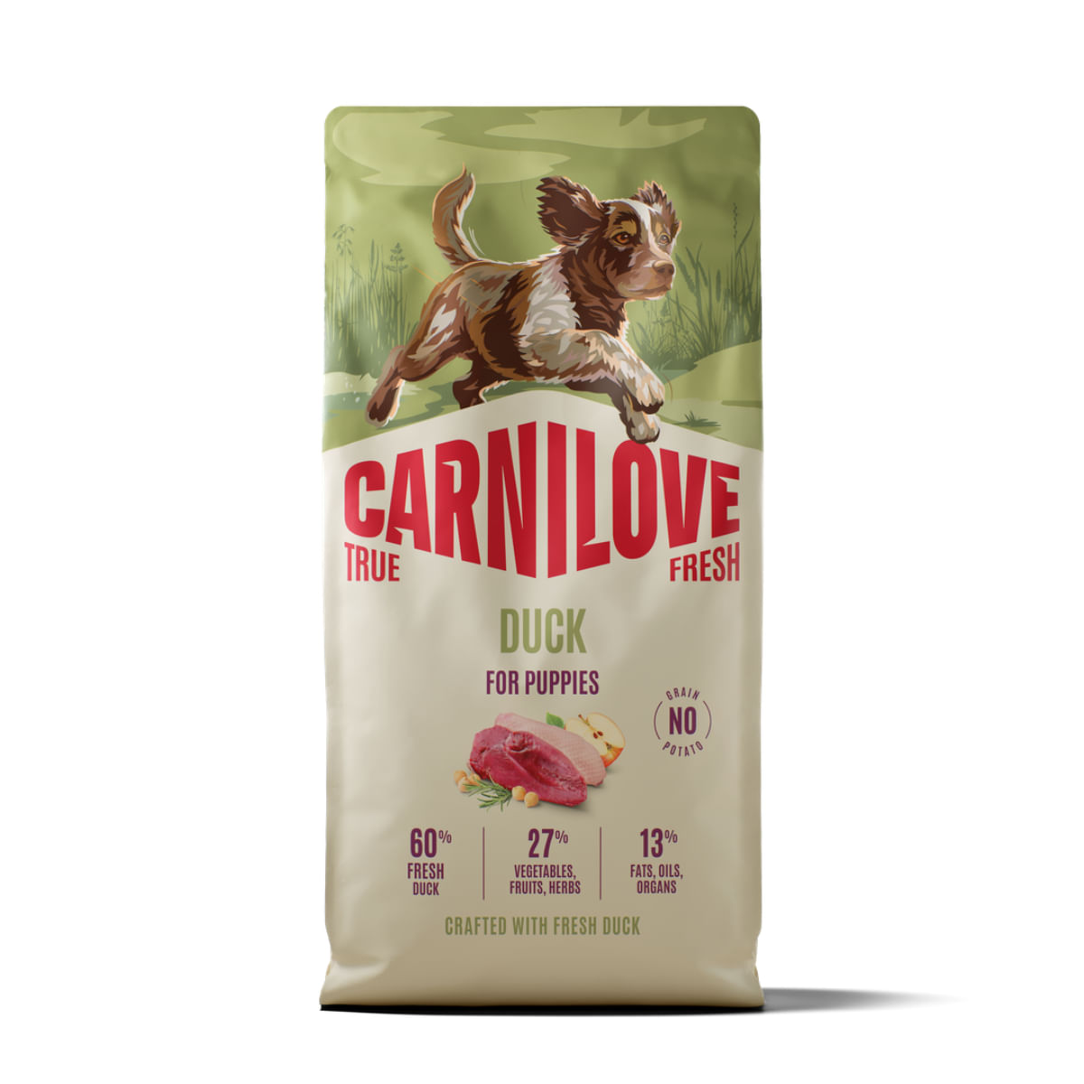 CARNILOVE True Fresh Puppies, XS-XL, Rață, hrană uscată fără cereale câini junior, 12kg