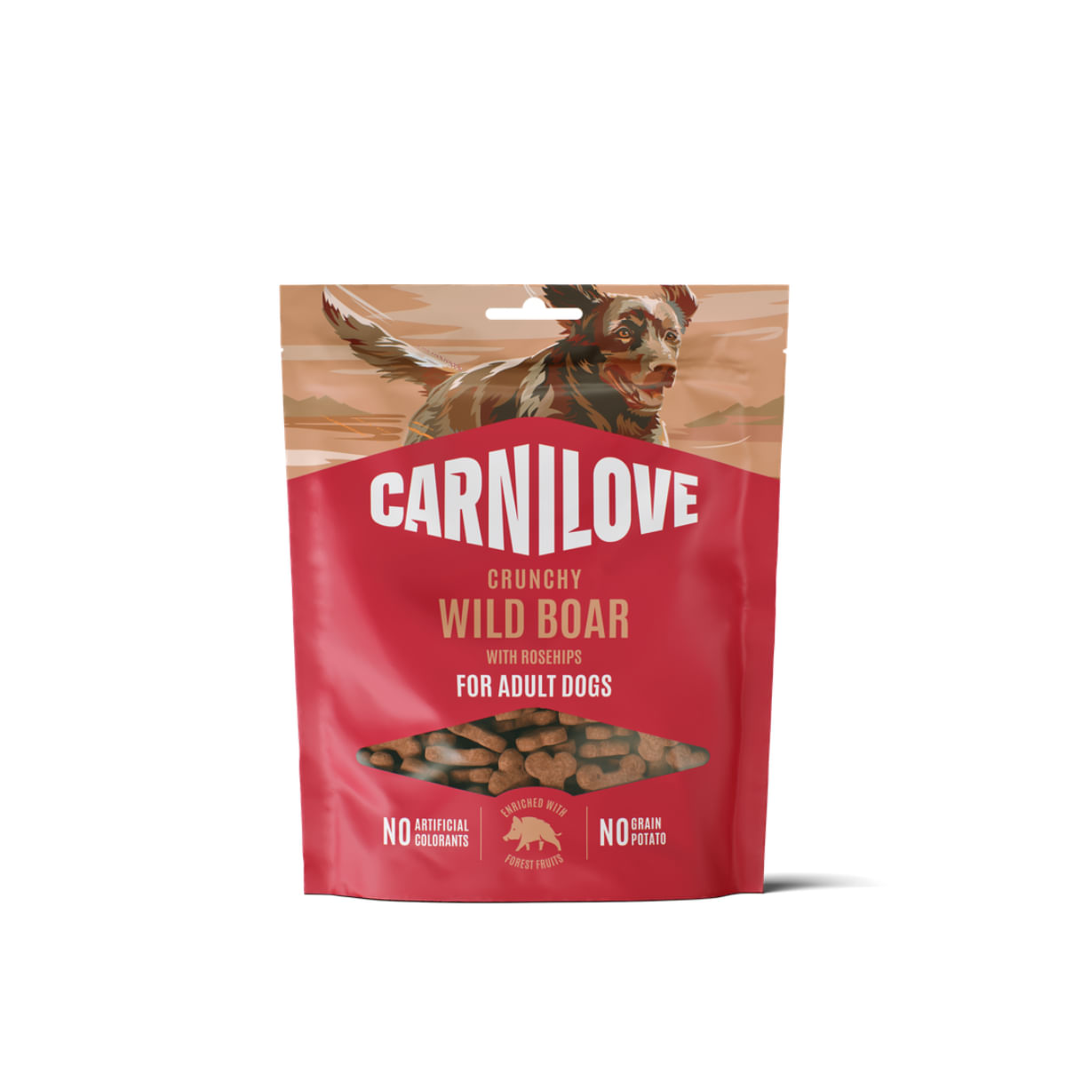 CARNILOVE Crunchy, XS-XL, Vânat și Fructe, punguță recompense fără cereale câini, 200g