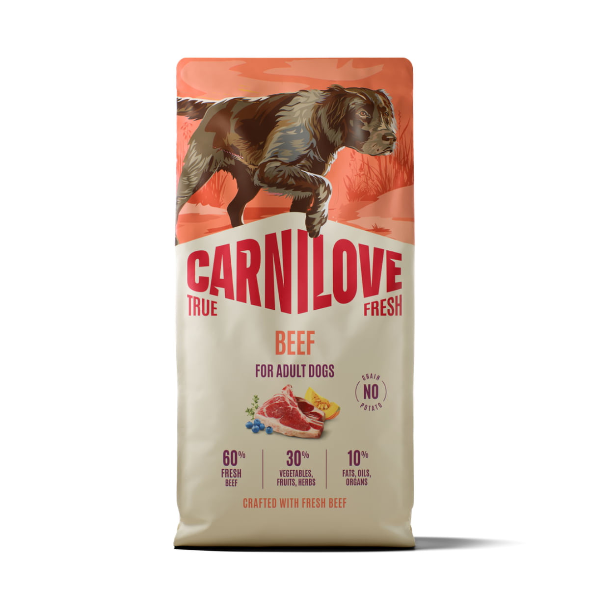 CARNILOVE True Fresh, XS-XL, Vită, hrană uscată fără cereale câini, 12kg