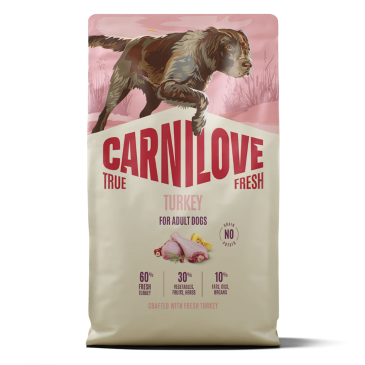 CARNILOVE True Fresh, XS-XL, Curcan, hrană uscată fără cereale câini, 4kg
