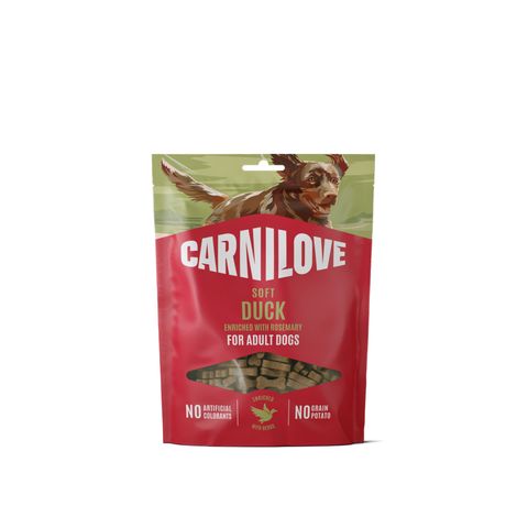 CARNILOVE Soft, XS-XL, Rață, punguță recompense fără cereale câini, 200g