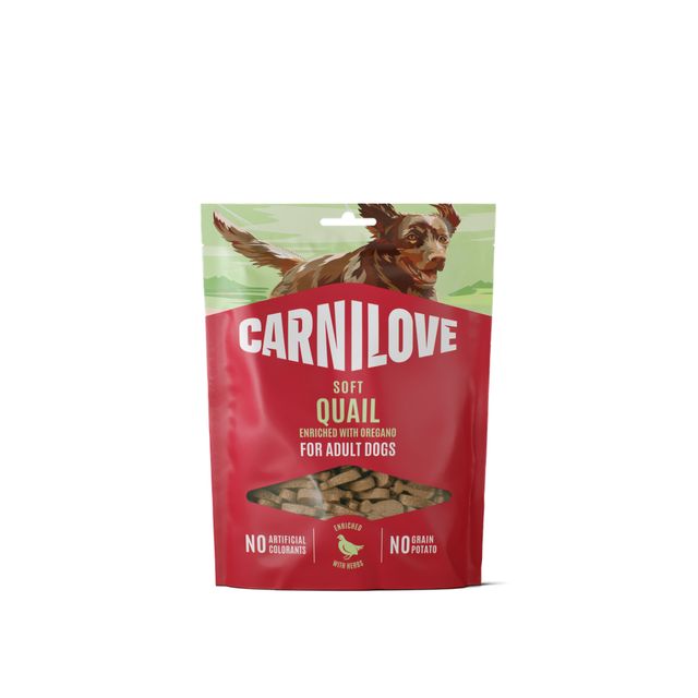 CARNILOVE Soft, XS-XL, Prepeliță, punguță recompense fără cereale câini, 200g