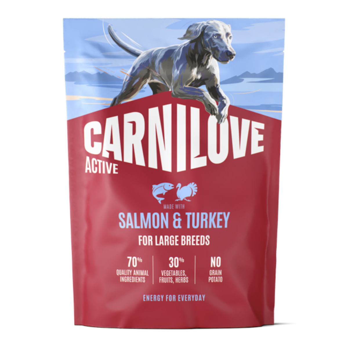 CARNILOVE Active Large Breeds, L-XL, Somon și Curcan, hrană uscată fără cereale câini, 4kg