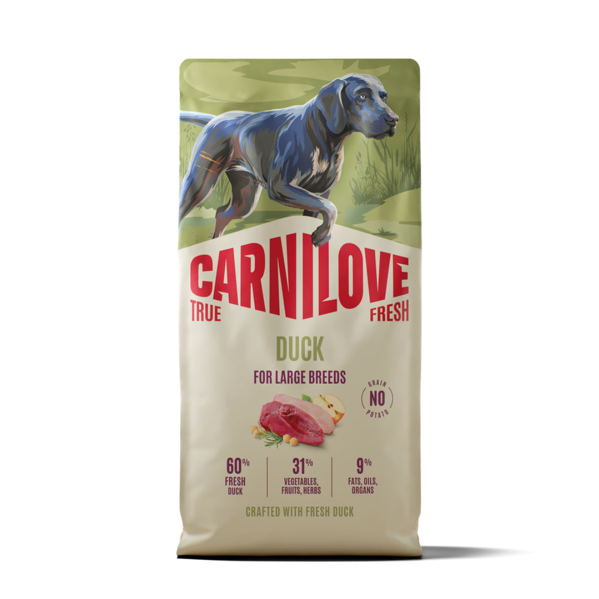 CARNILOVE True Fresh Large Breeds, L-XL, Rață, hrană uscată fără cereale câini, 12kg