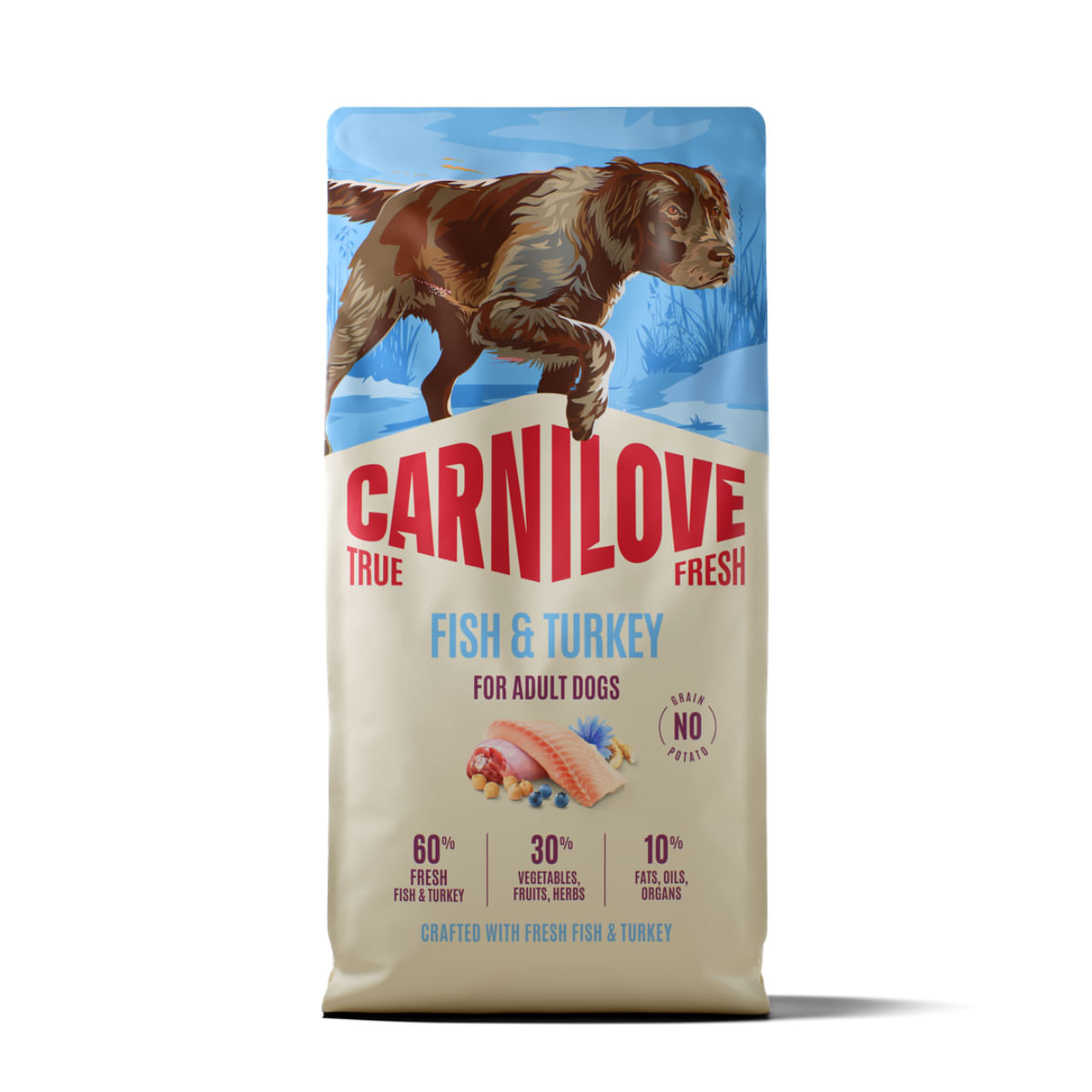 CARNILOVE True Fresh, XS-XL, Pește și Curcan, hrană uscată fără cereale câini, 12kg