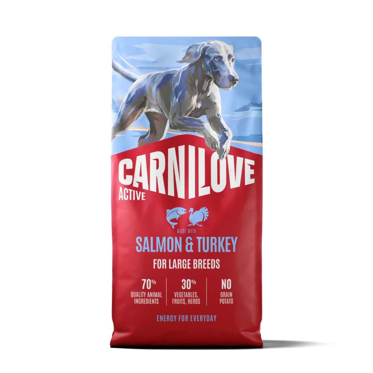CARNILOVE Active Large Breeds, L-XL, Somon și Curcan, hrană uscată fără cereale câini, 12kg