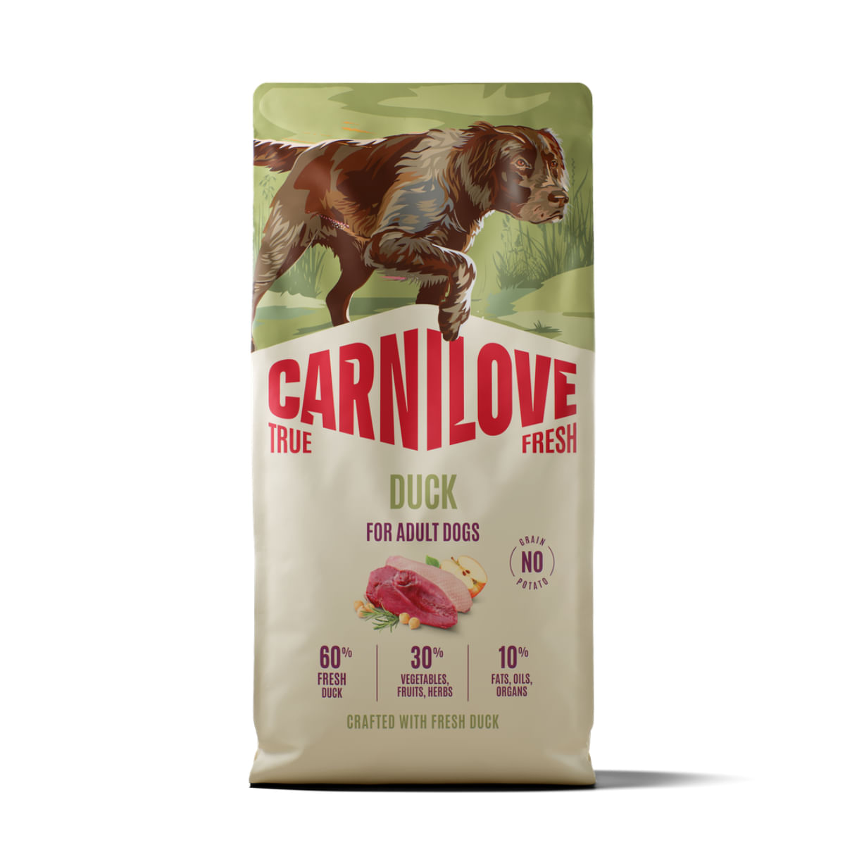 CARNILOVE True Fresh, XS-XL, Rață, hrană uscată fără cereale câini, 4kg