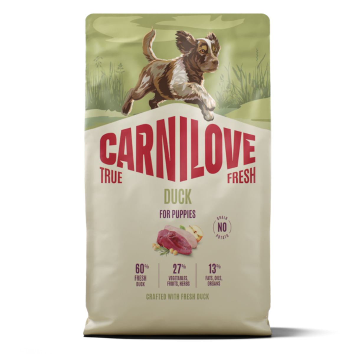 CARNILOVE True Fresh Puppies, XS-XL, Rață, hrană uscată fără cereale câini junior, 4kg