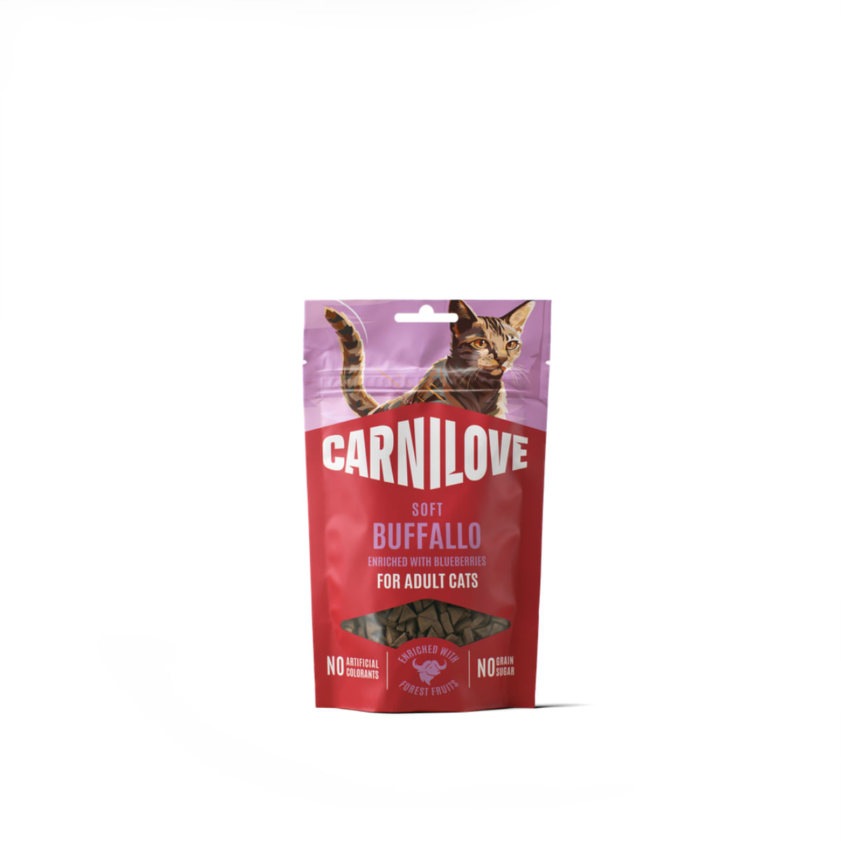 CARNILOVE Soft Snack, Bizon și Afine, punguță recompense fără cereale pisici, 50g
