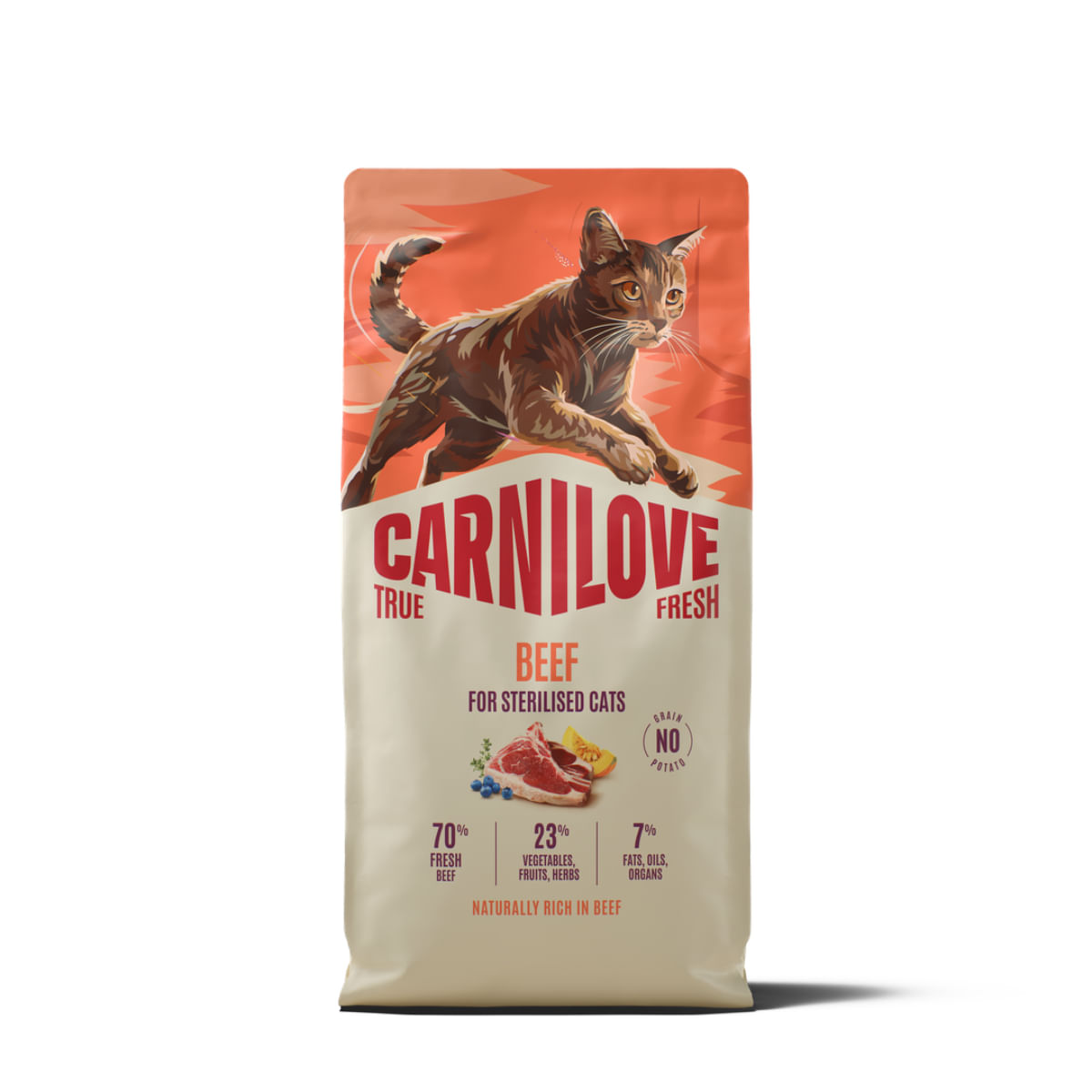 CARNILOVE True Fresh Sterilised, Vită, hrană uscată fără cereale pisici sterilizate, 400g