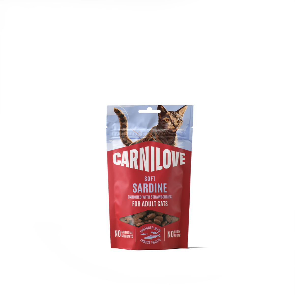 CARNILOVE Soft Snack, Sardine, punguță recompense fără cereale pisici, 50g