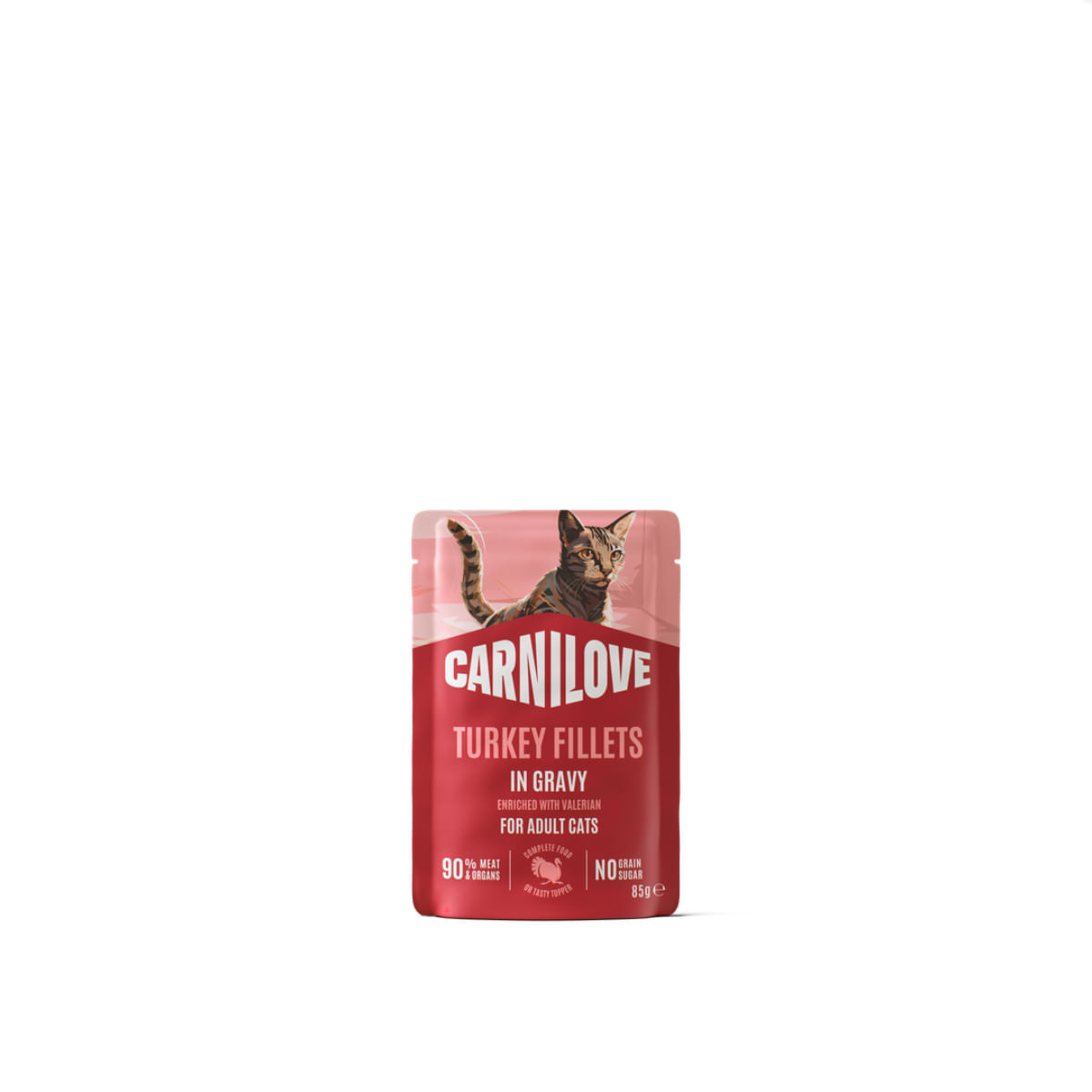 CARNILOVE, Curcan, plic hrană umedă fără cereale pisici, (în sos), bax, 85g x 24buc
