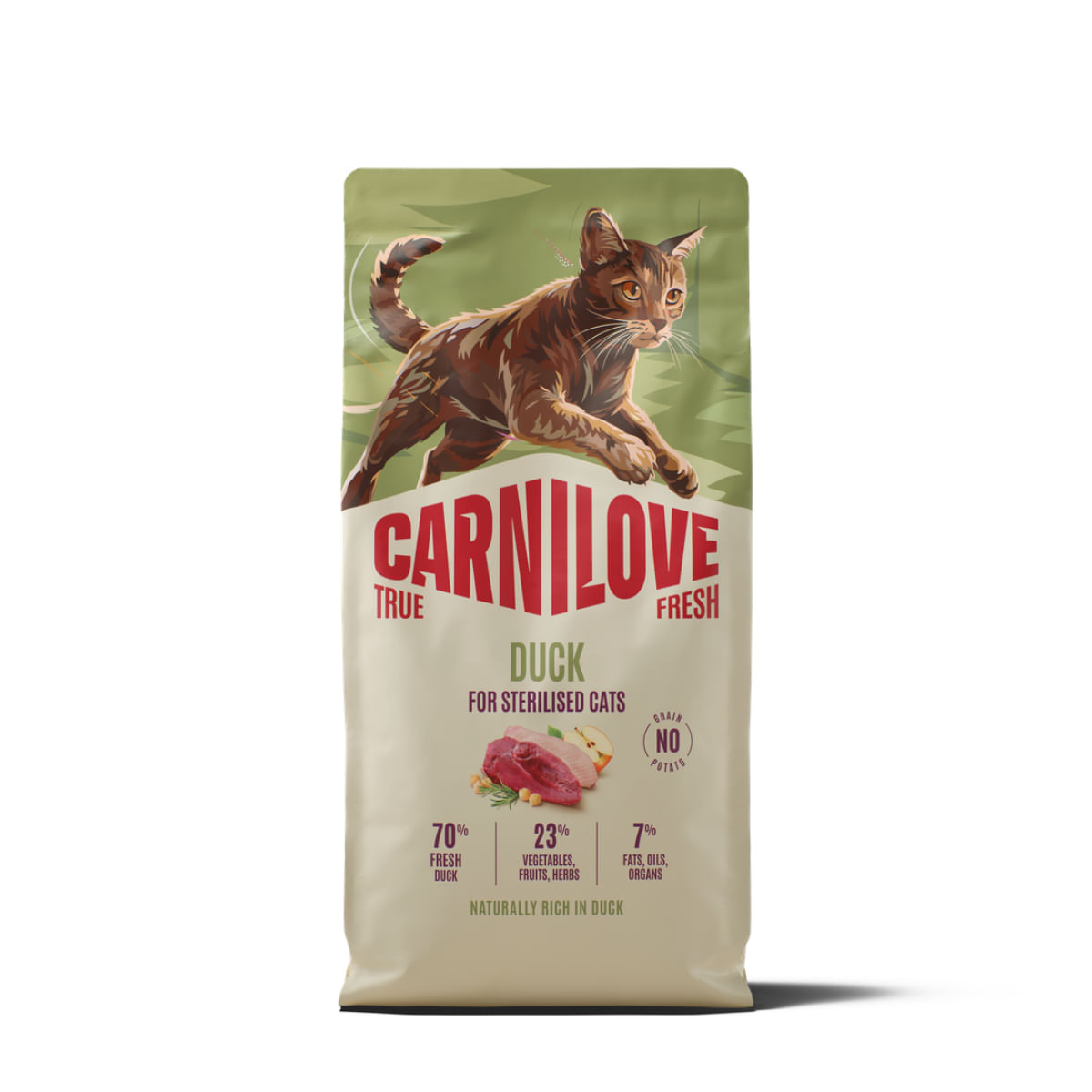 CARNILOVE True Fresh Sterilised, Rață și Mazăre, hrană uscată fără cereale pisici sterilizate, 400g