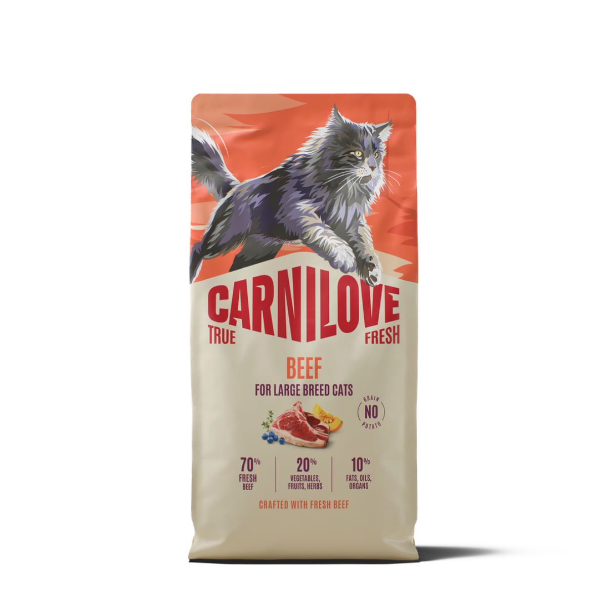 CARNILOVE True Fresh Large Breed, Vită, hrană uscată fără cereale pisici, 6kg