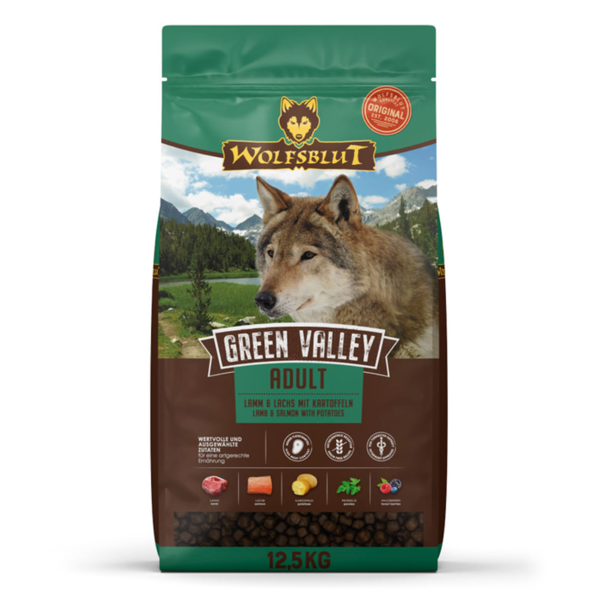 WOLFSBLUT Green Valley, XS-XL, Miel, hrană uscată fără cereale câini, 12.5kg