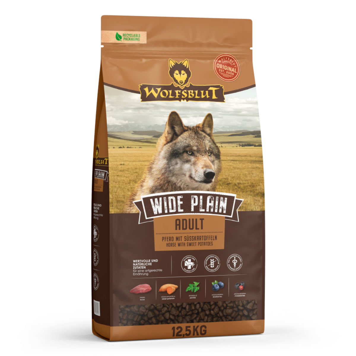 WOLFSBLUT Wide Plain, XS-XL, Cal, hrană uscată fără cereale câini, 12.5kg