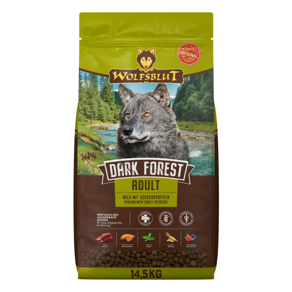 WOLFSBLUT Dark Forest, XS-XL, Vânat, hrană uscată fără cereale câini, 12.5kg