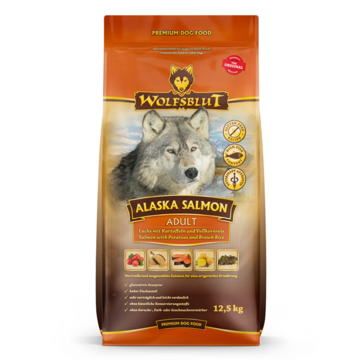 WOLFSBLUT Alaska Salmon, XS-XL, Somon, hrană uscată fără cereale câini, 12.5kg