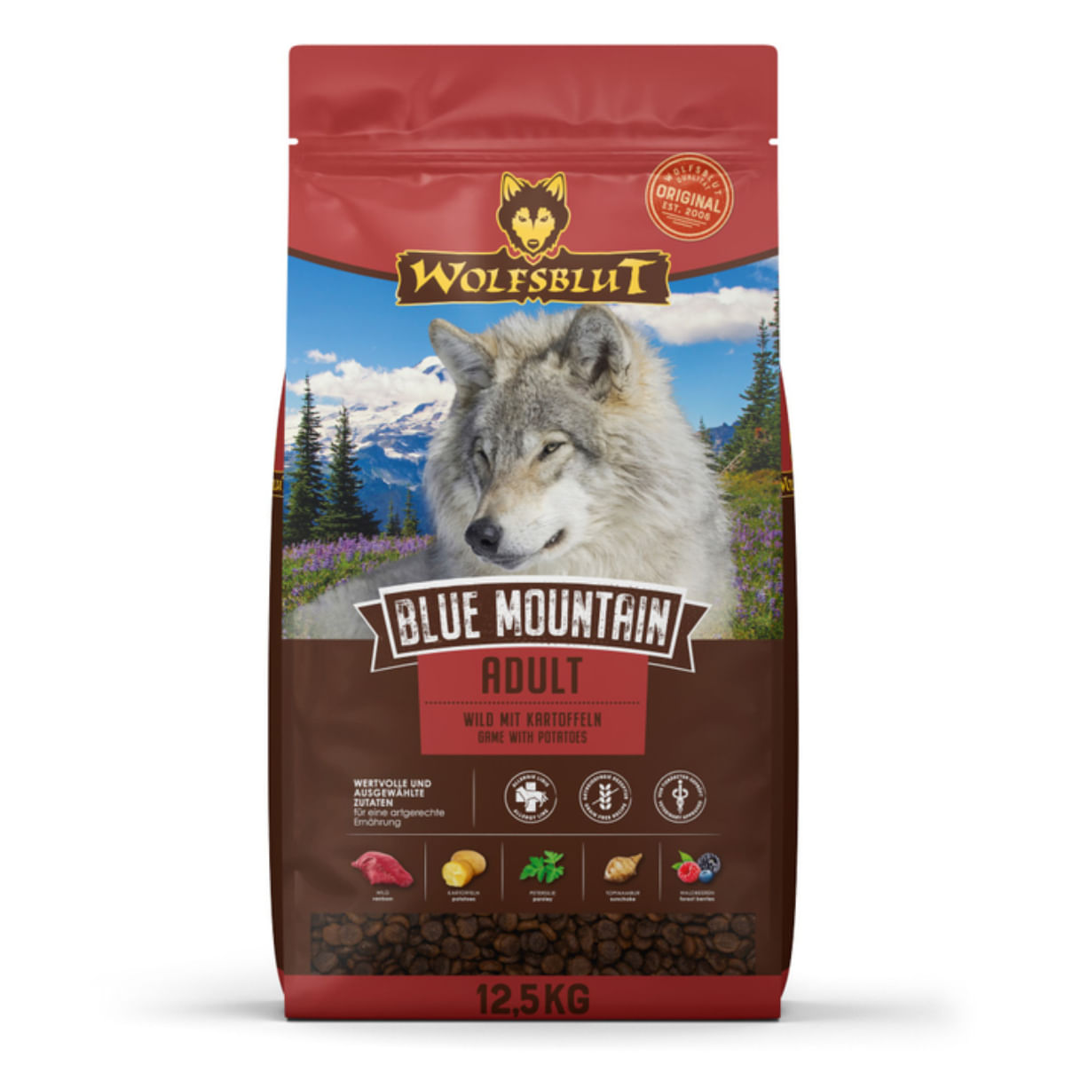 WOLFSBLUT Blue Mountain XS-XL, Căprioară, hrană uscată fără cereale câini, 12.5kg